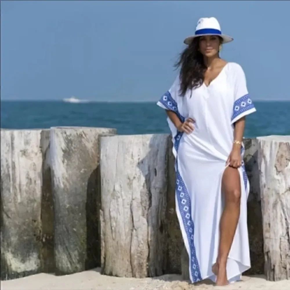White Beach Maxi Coverup Duster One Size